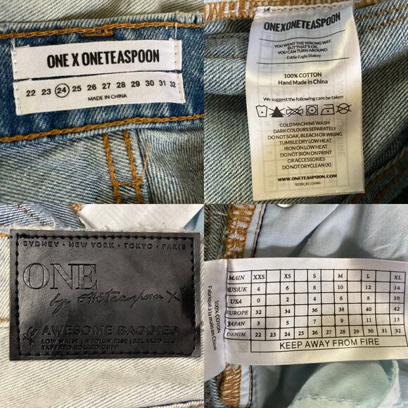 One Teaspoon Free Love Awesome Baggies Ripped Distressed Boyfriend Jeans Size 24 - Picture 8 of 16